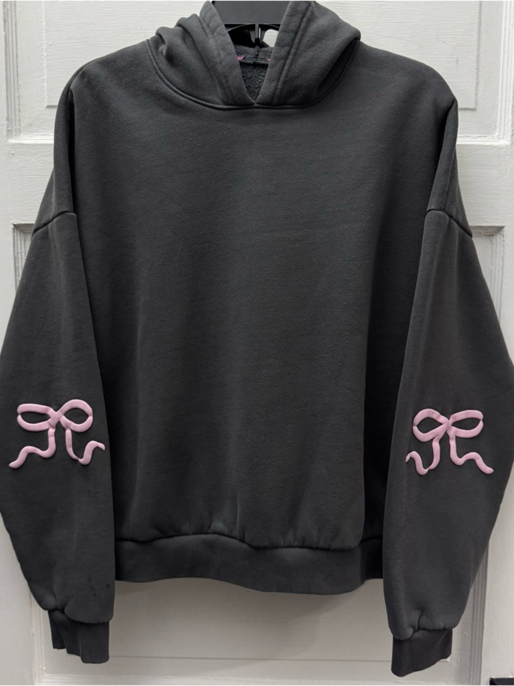 Edikted Bow Sleeve Hoodie Gray Large Coquette Aesthetic NOT XL - Picture 1 of 10